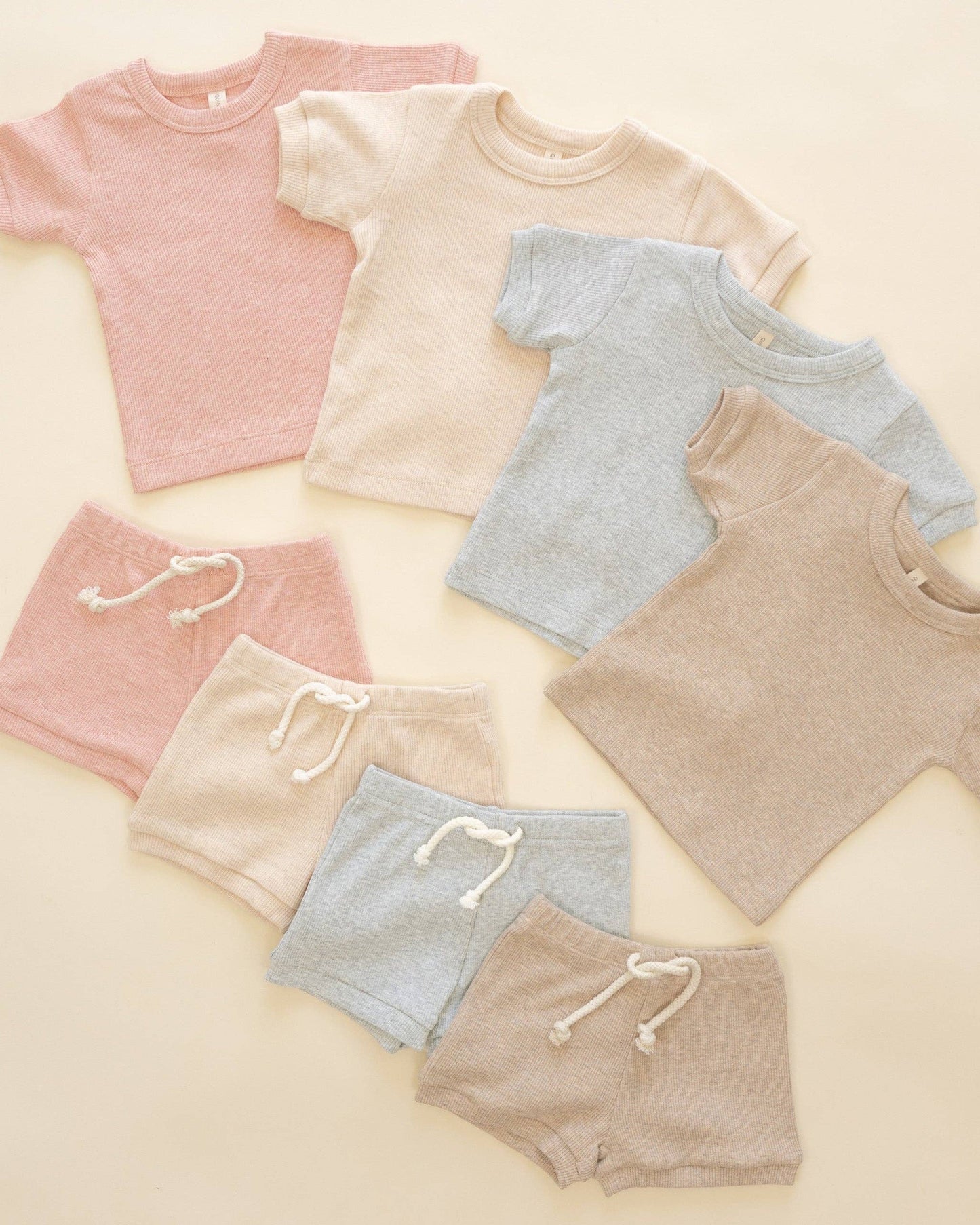 Ribbed Shortie Set Rose