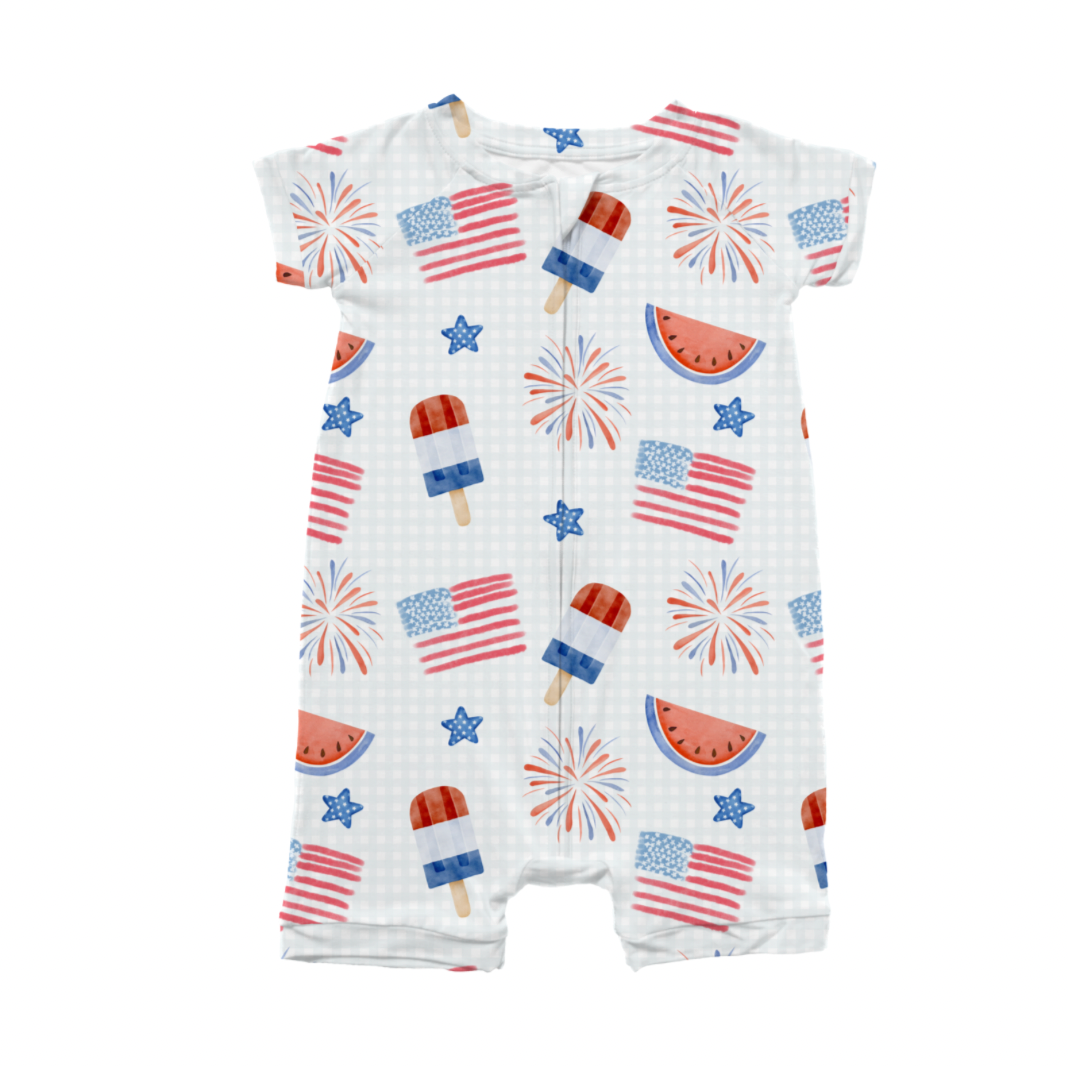 Stars & Stripes Zippy Shorts Bamboo Pajamas