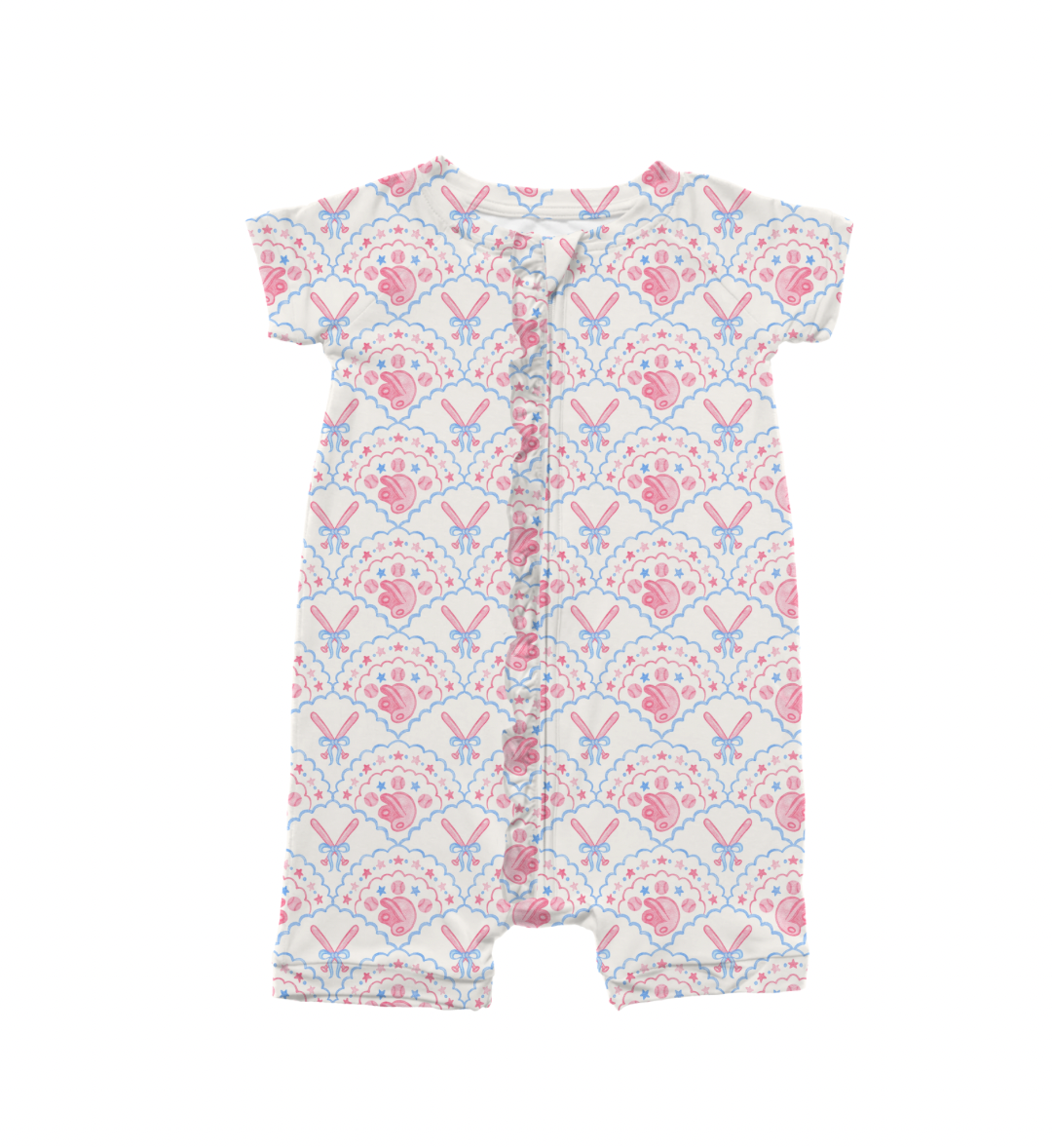 Home Run Honey Baseball Zippy Shorts Bamboo Pajamas