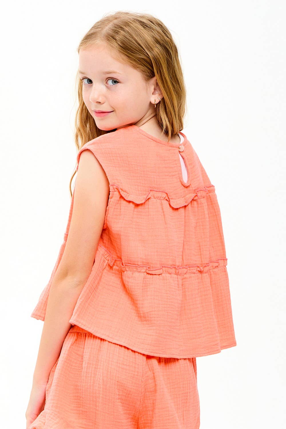 Cotton Gauze Tiered Ruffle Top