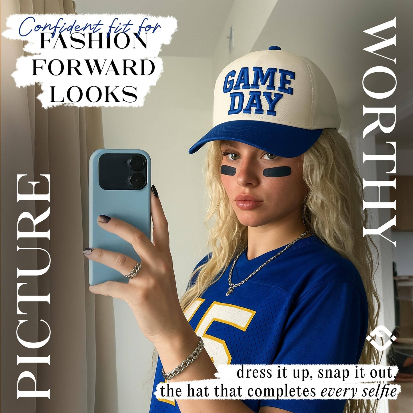 Retro Two Tone Cap - Game Day - Royal Blue/Beige
