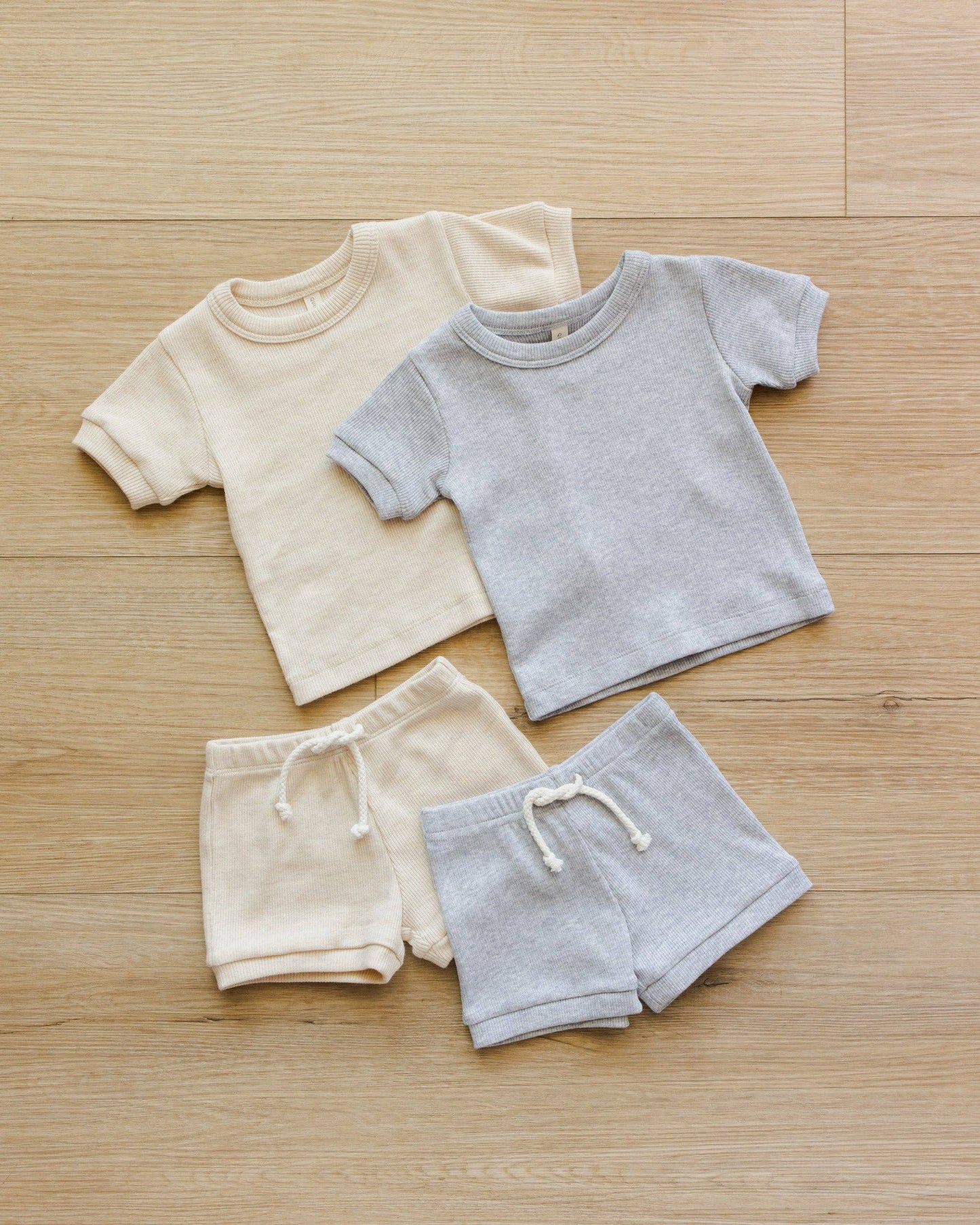 Ribbed Shortie Set Dusty Blue