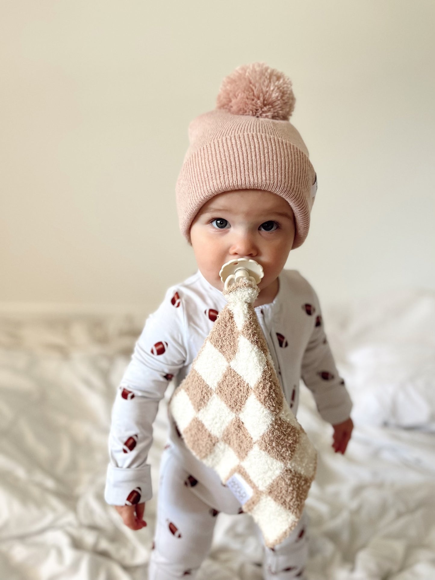 Tan Checkered Paci Lovey