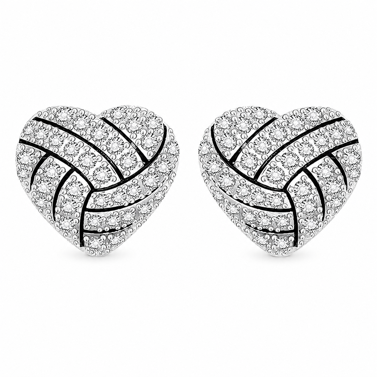 Rhinestone Volleyball Heart Studs