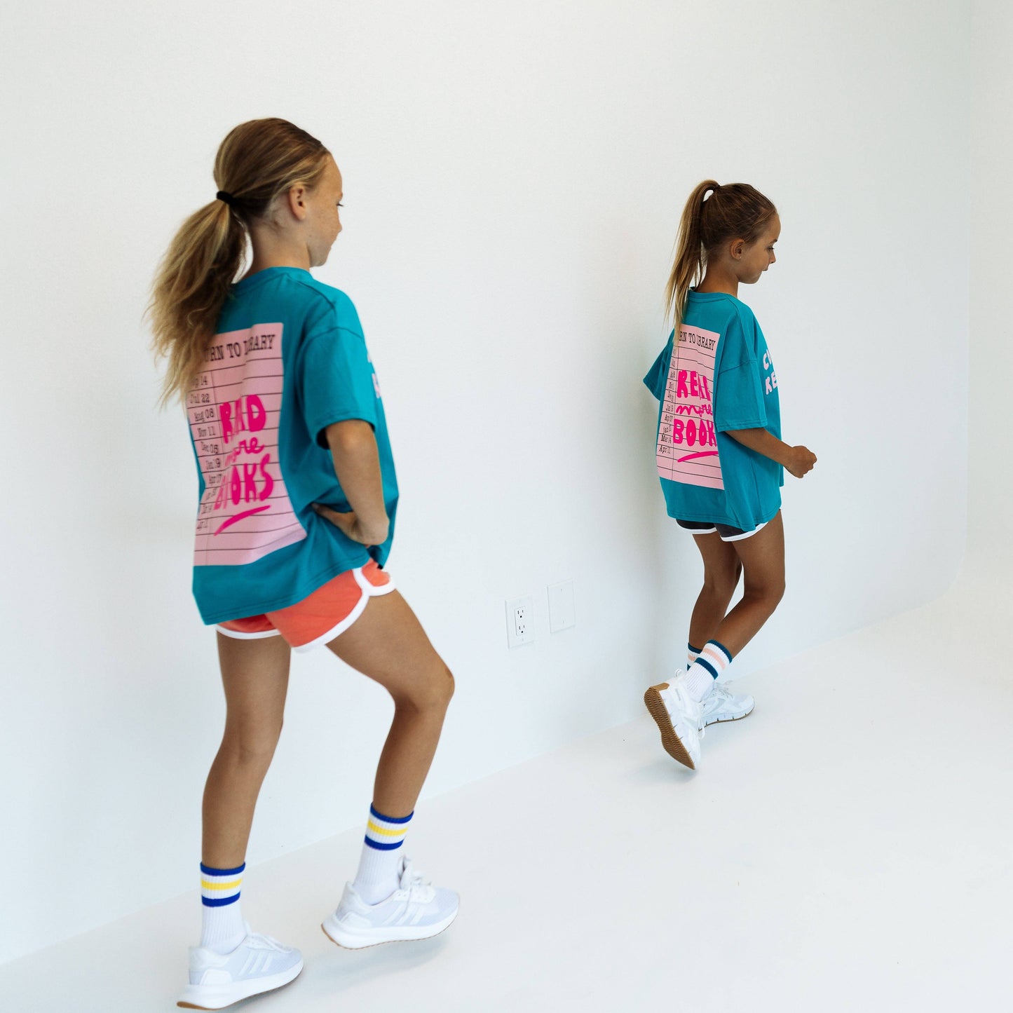 COOL KIDS READ BOOKS | TEAL + PINK| OVERSIZED KIDS TEE