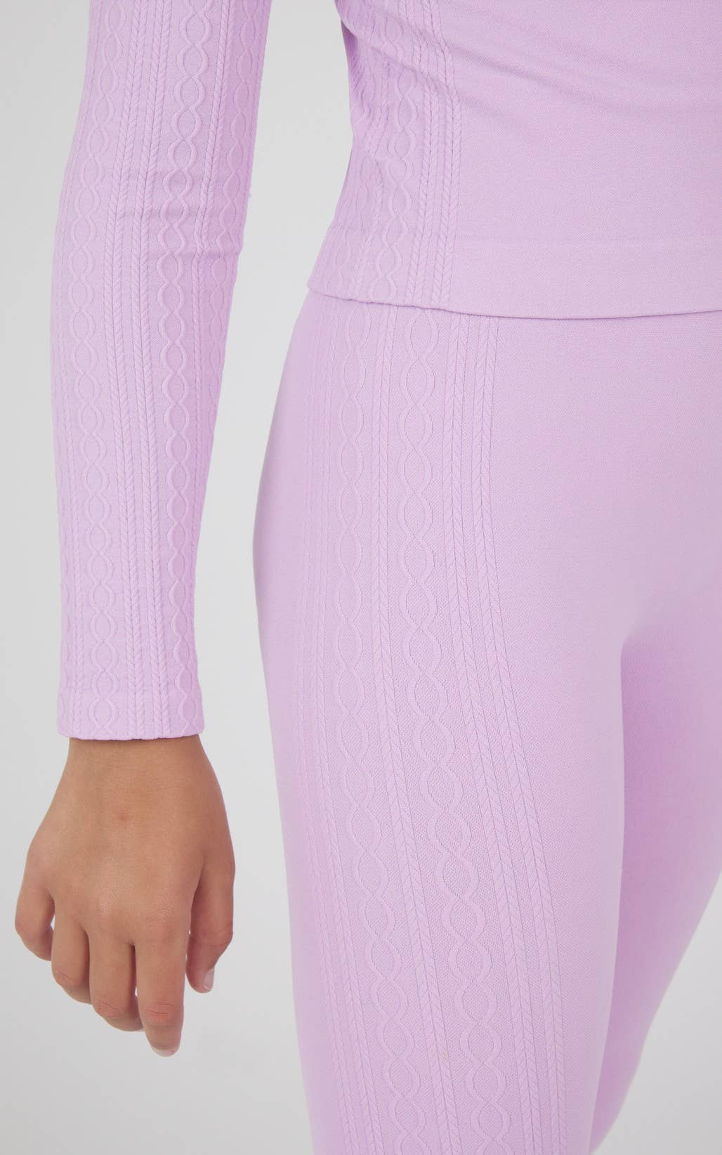 Girls Seamless Cable Textured Top & Leggings