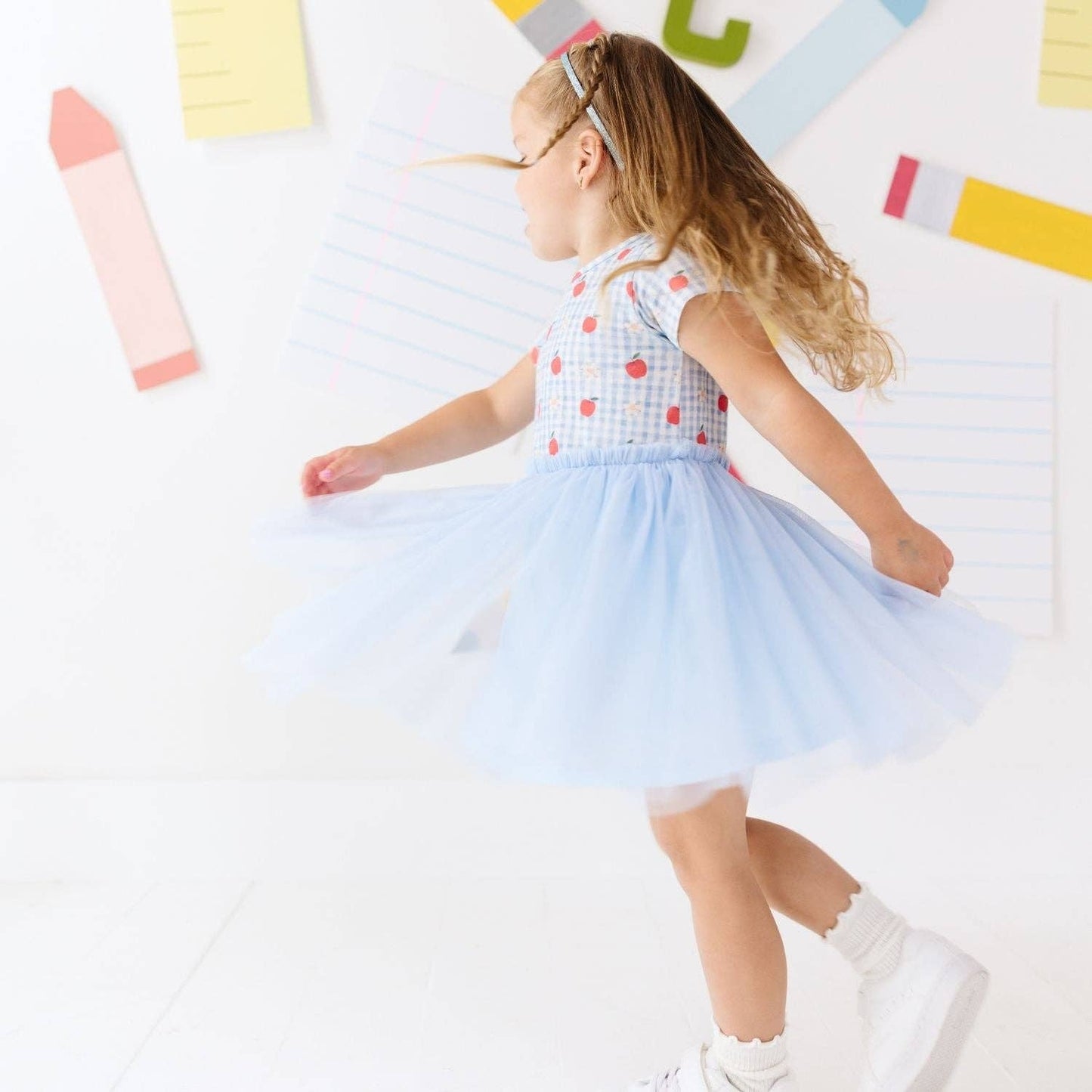 Apple Gingham Short Sleeve Tutu Dress - Kids Clothing