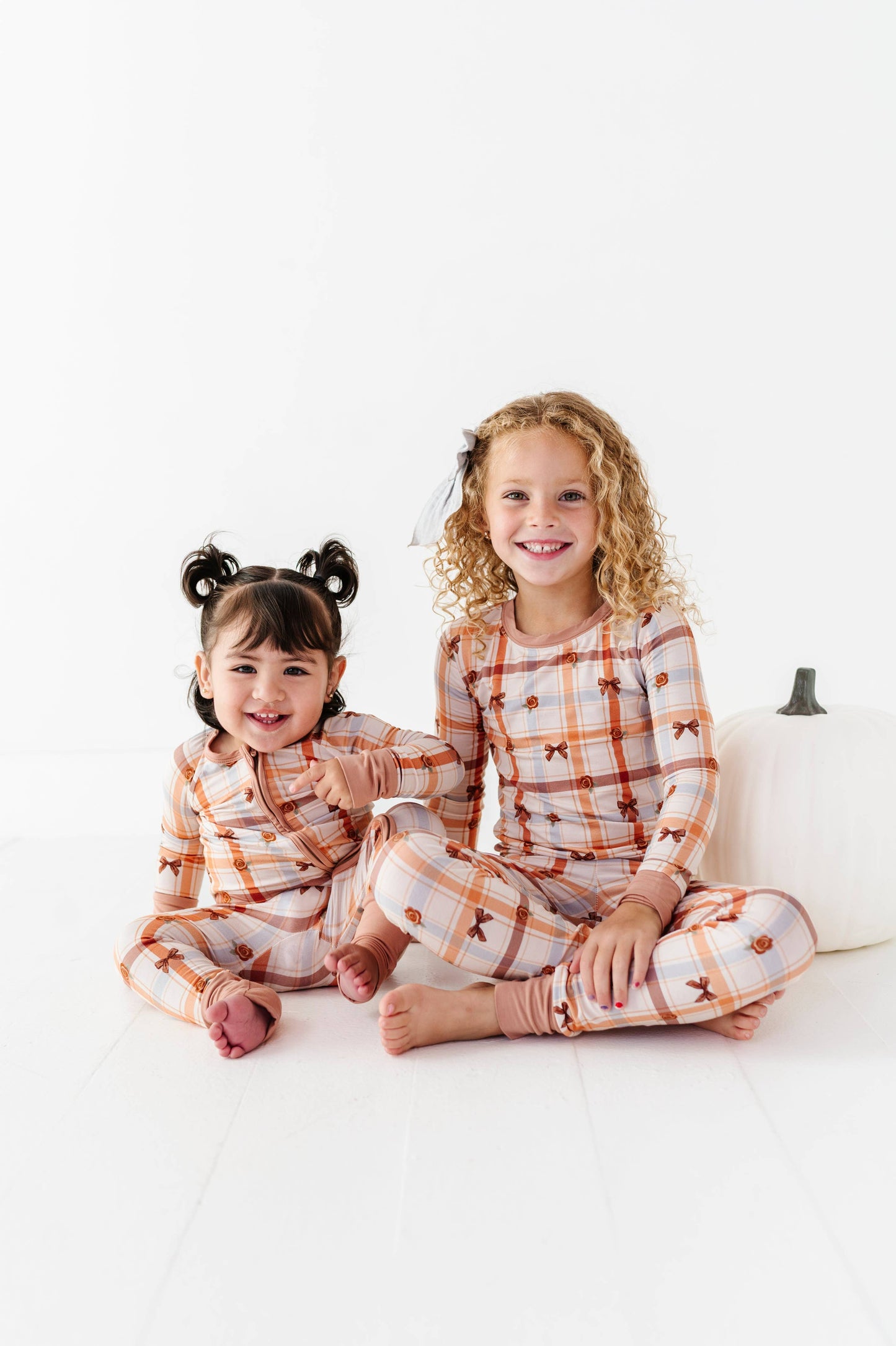 Cinnamon Bloom Plaid Kids Pajamas