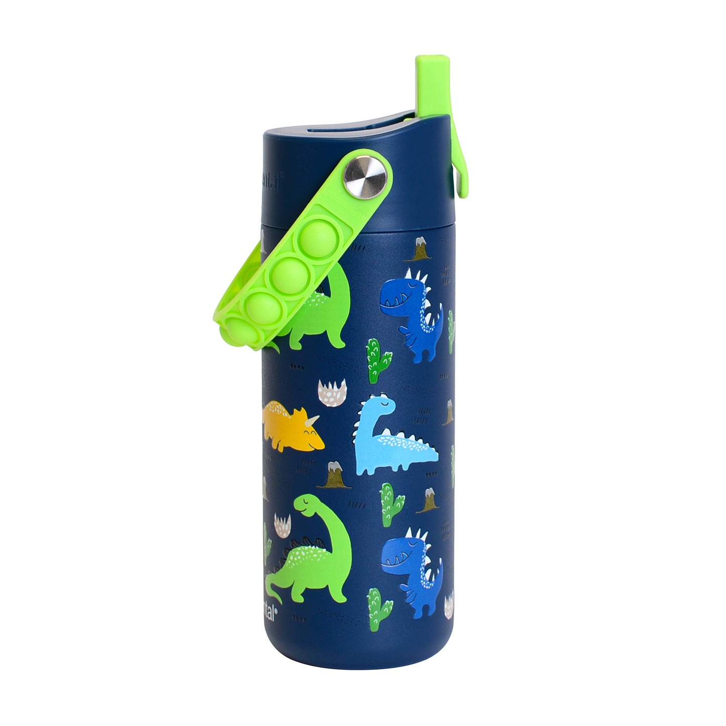 Fidget Handle Kids Stainless Bottle 18oz Dinosaur