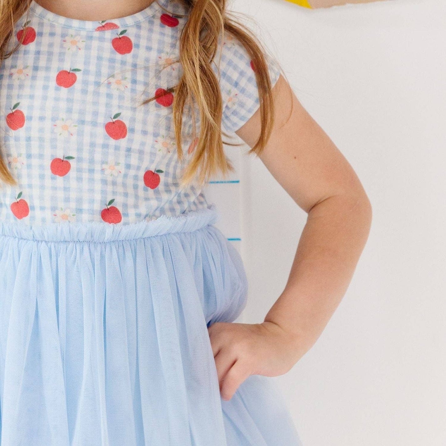 Apple Gingham Short Sleeve Tutu Dress - Kids Clothing