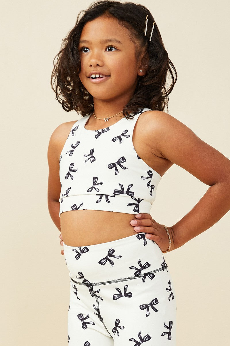 Girls Ribbons And Bows Printed Active Tank