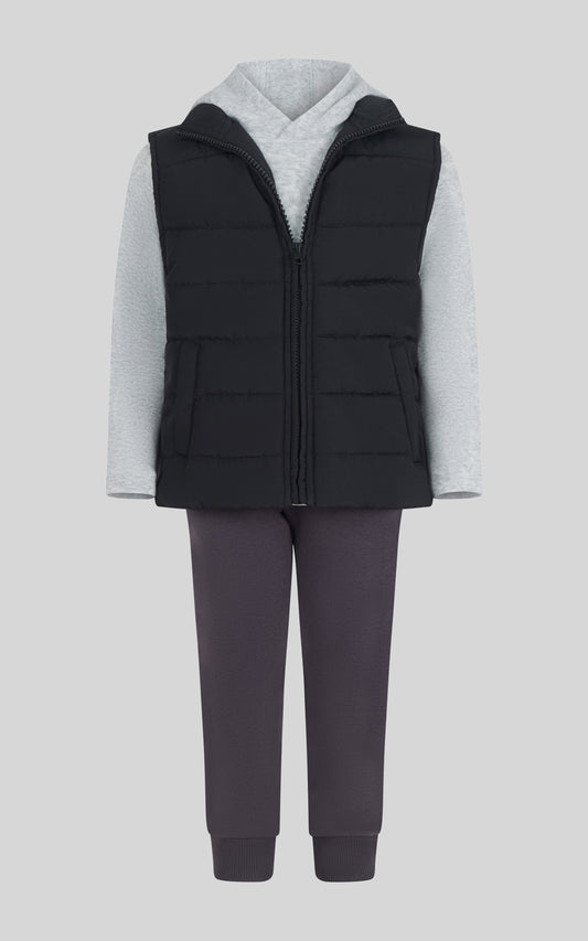 Vest, Hoodie + Joggers Set