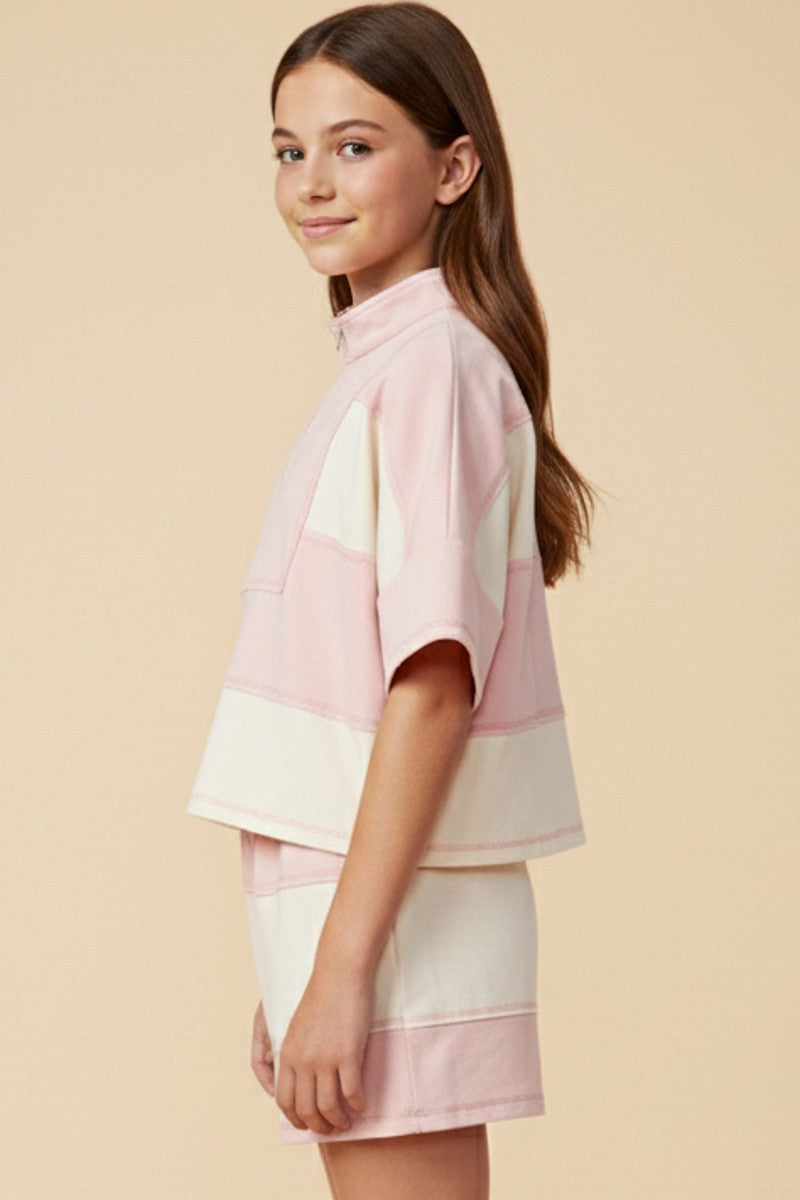Pink Color Block Stripe Set