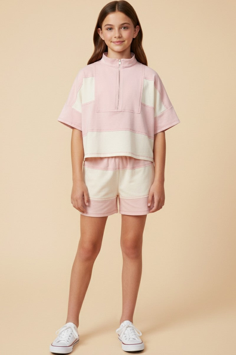 Pink Color Block Stripe Set
