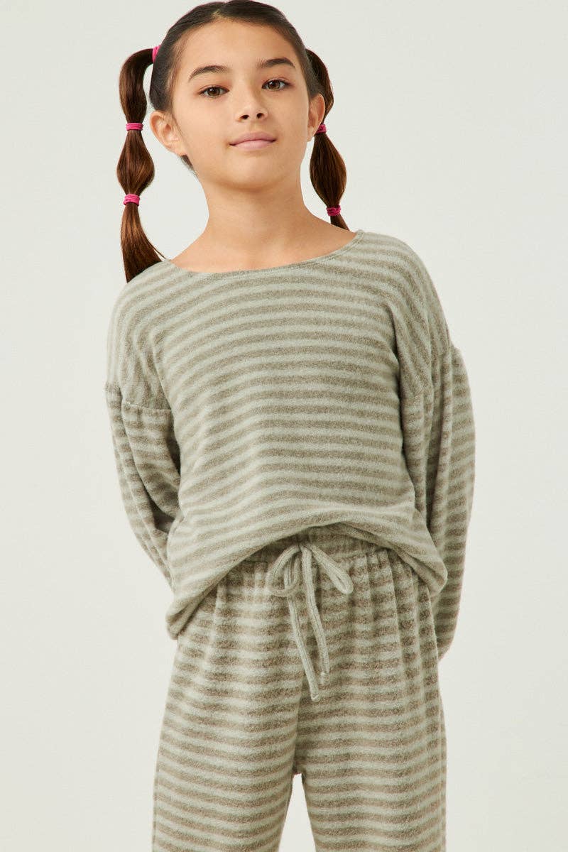 Girls Brushed Striped Jogger & Sweatshirt Set