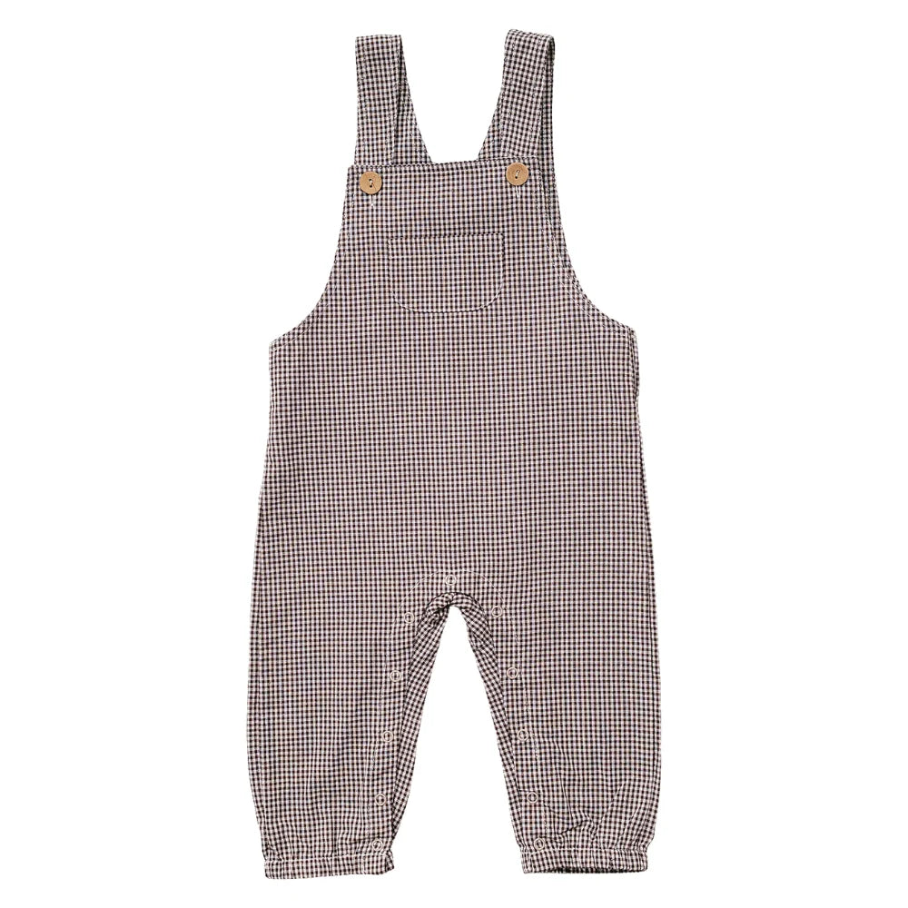 Brown Plaid Overalls