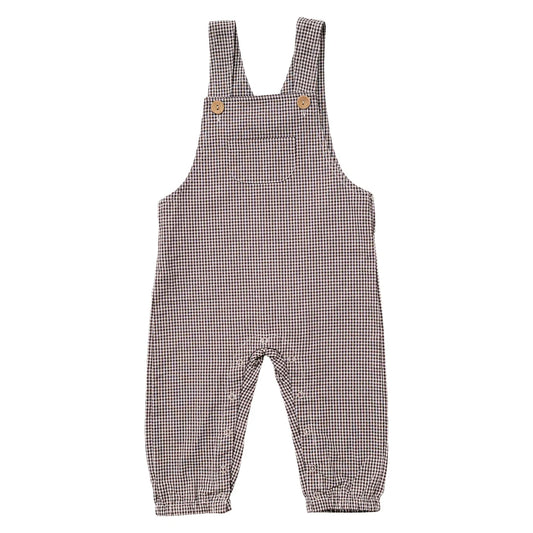 Brown Plaid Overalls