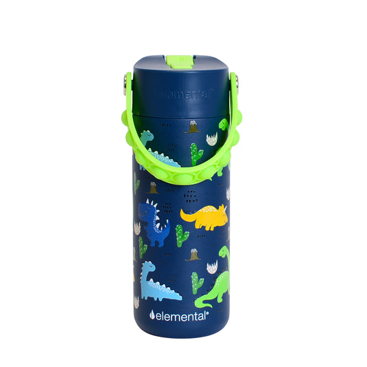 Fidget Handle Kids Stainless Bottle 18oz Dinosaur