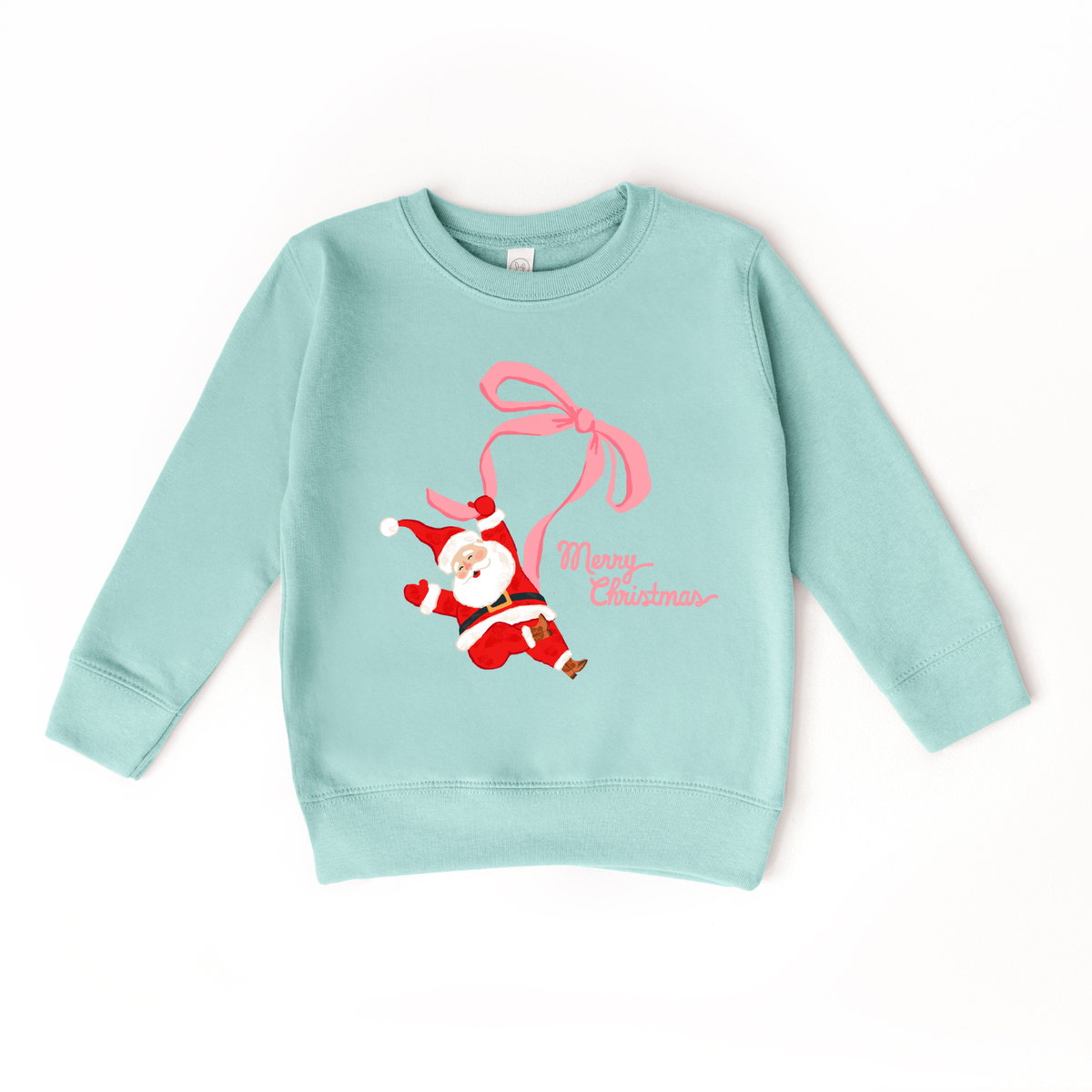 Santa Merry Christmas Bow Sweatshirt