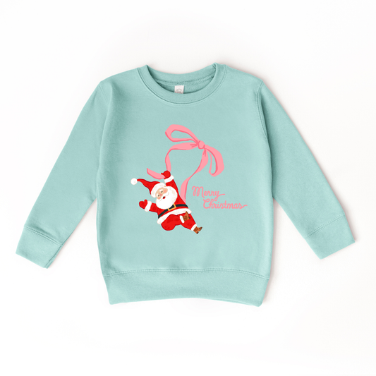 Santa Merry Christmas Bow Sweatshirt