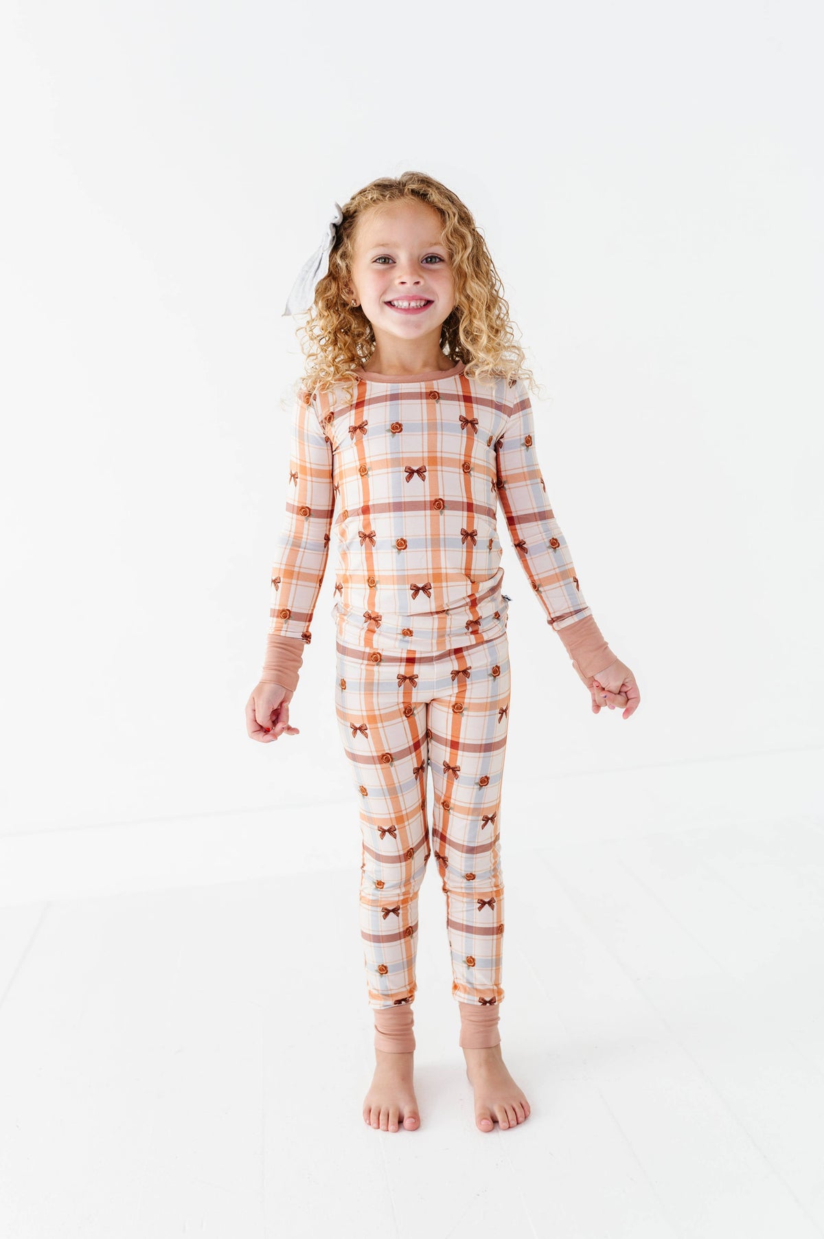Cinnamon Bloom Plaid Kids Pajamas