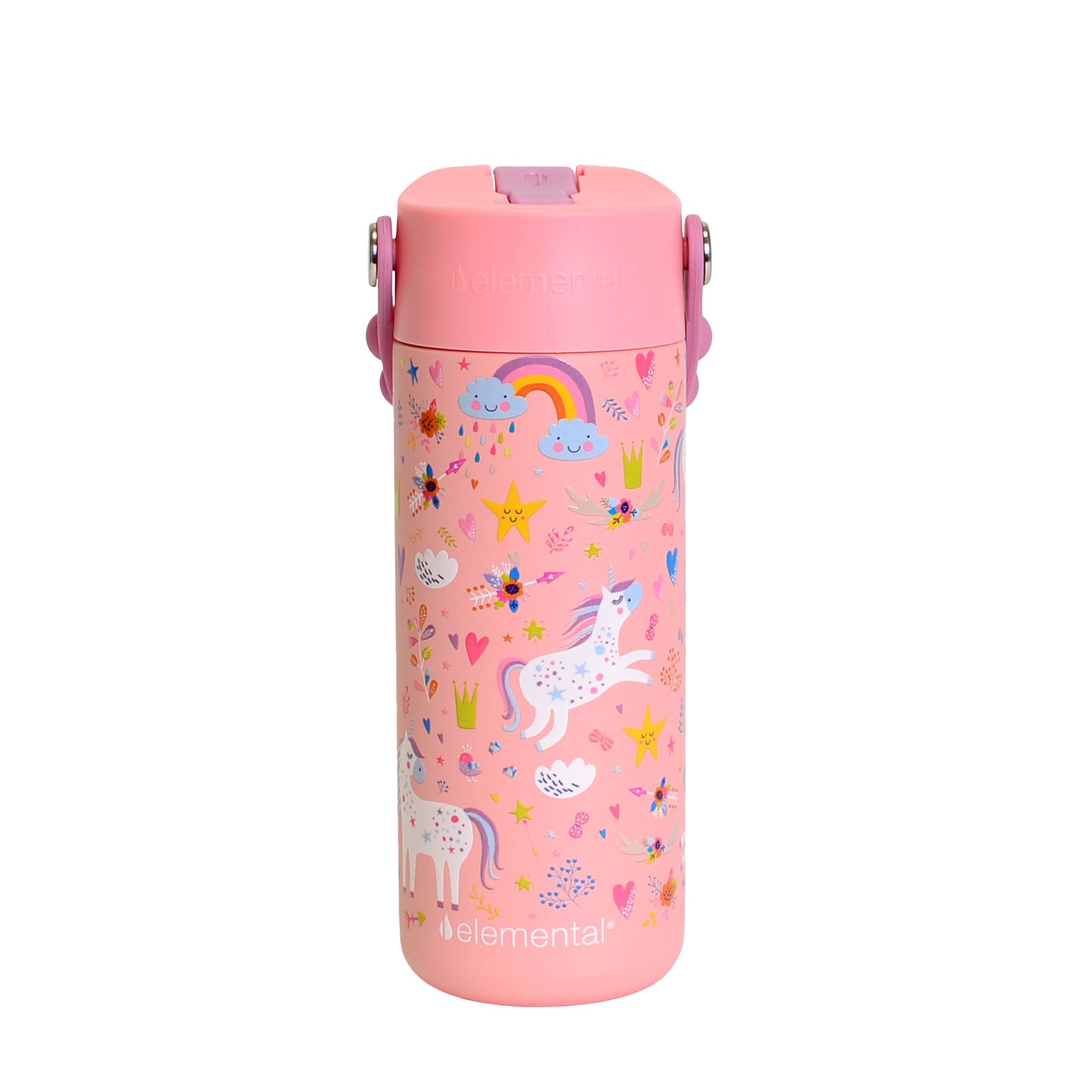 Fidget Handle Kids Stainless Bottle 18oz Pink Unicorn