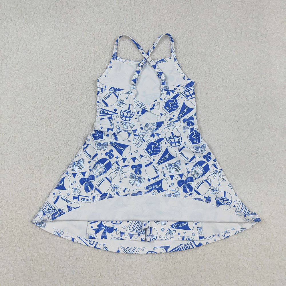 Baby Girls Strap Go Team Bows Cheer Shorts Yoga Active Knee Length Dresses