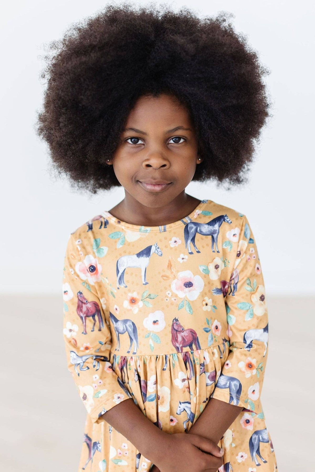 Ponies & Poppies 3/4 Sleeve Dress