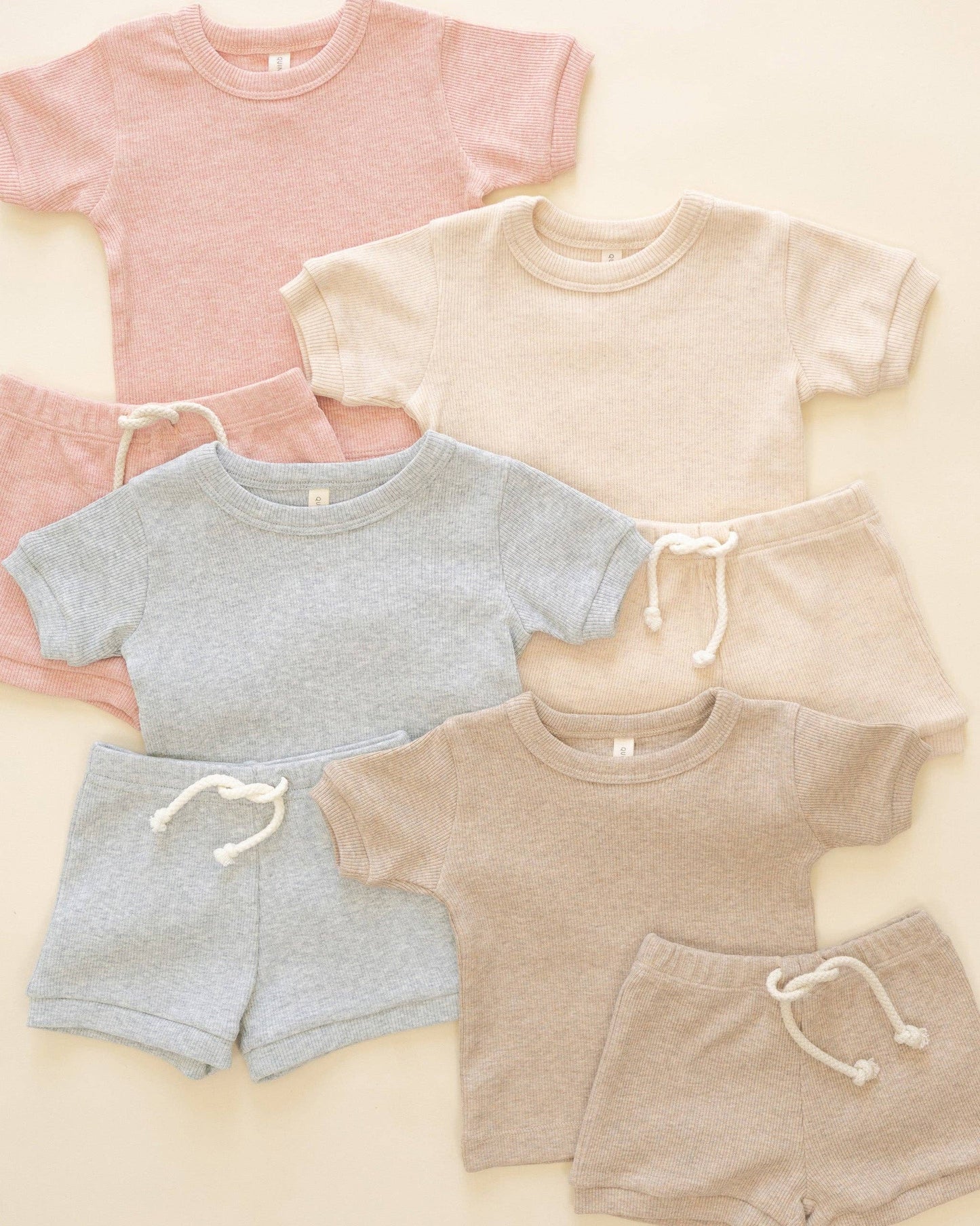 Ribbed Shortie Set Rose