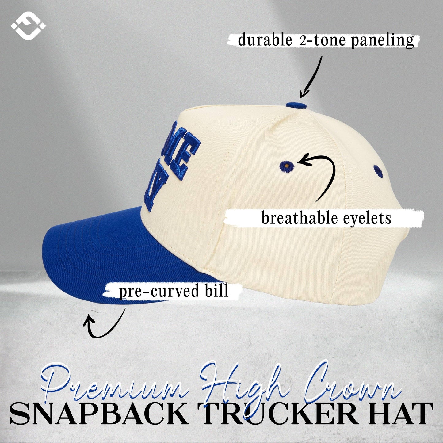 Retro Two Tone Cap - Game Day - Royal Blue/Beige