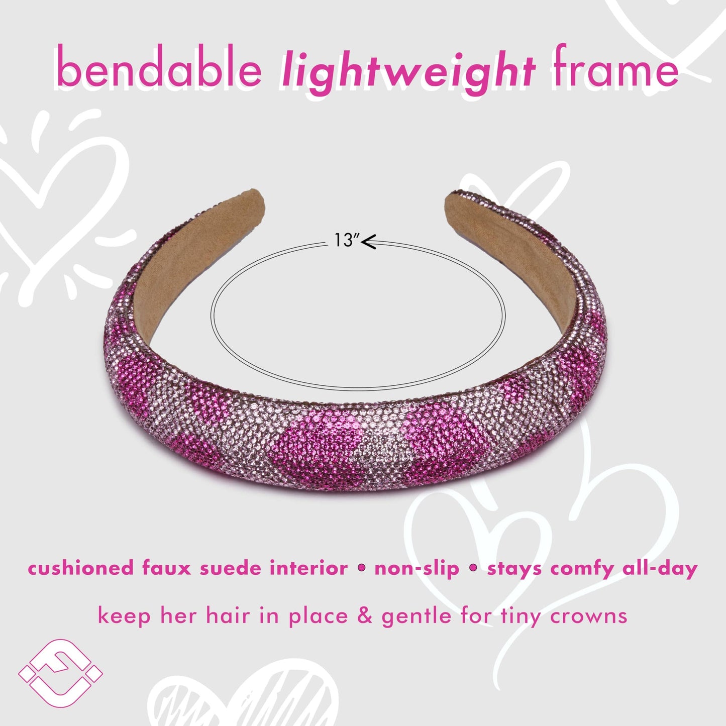 Headband for Toddler Girls - Pink/Pink Hearts