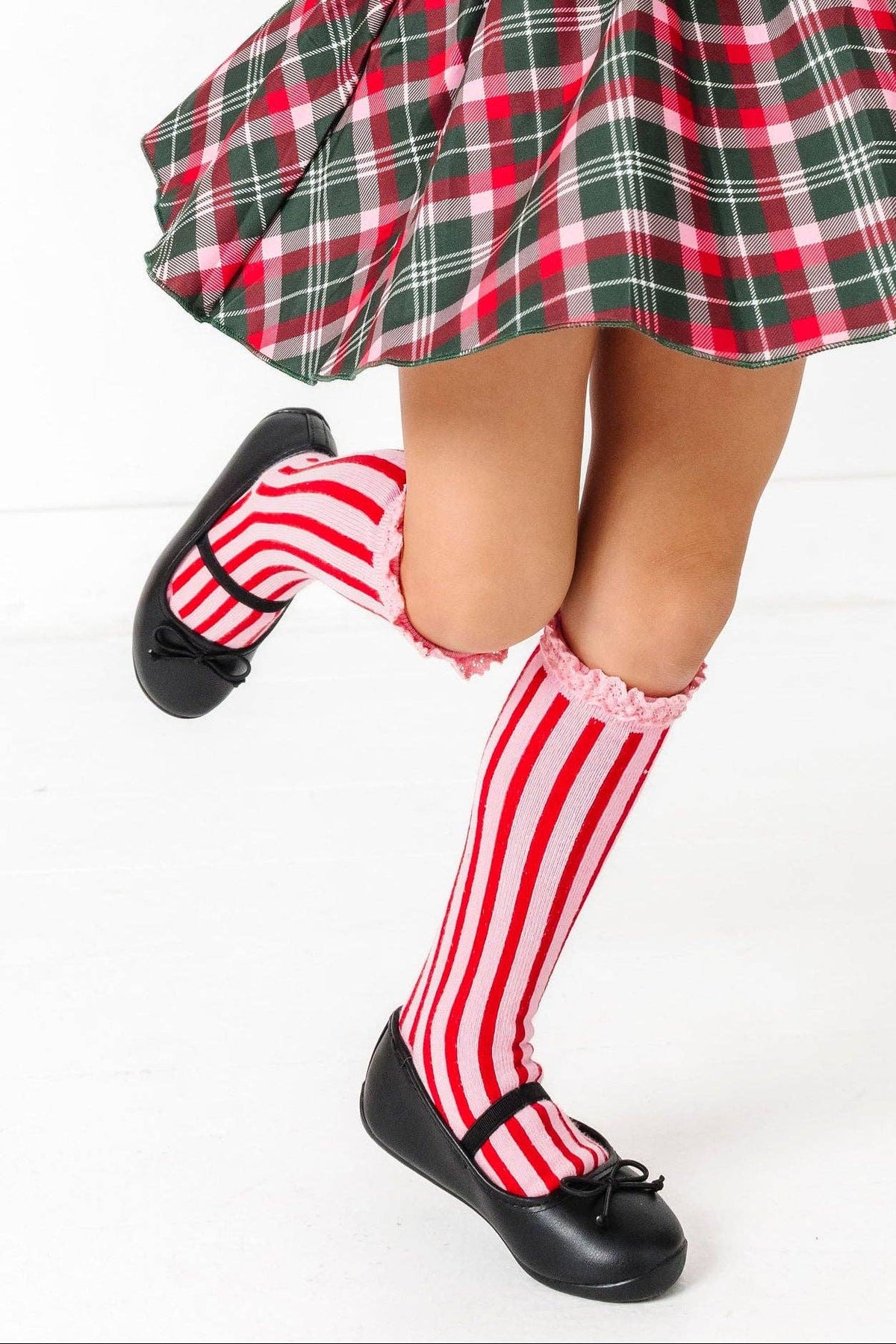 Candy Stripe Lace Top Knee High Socks