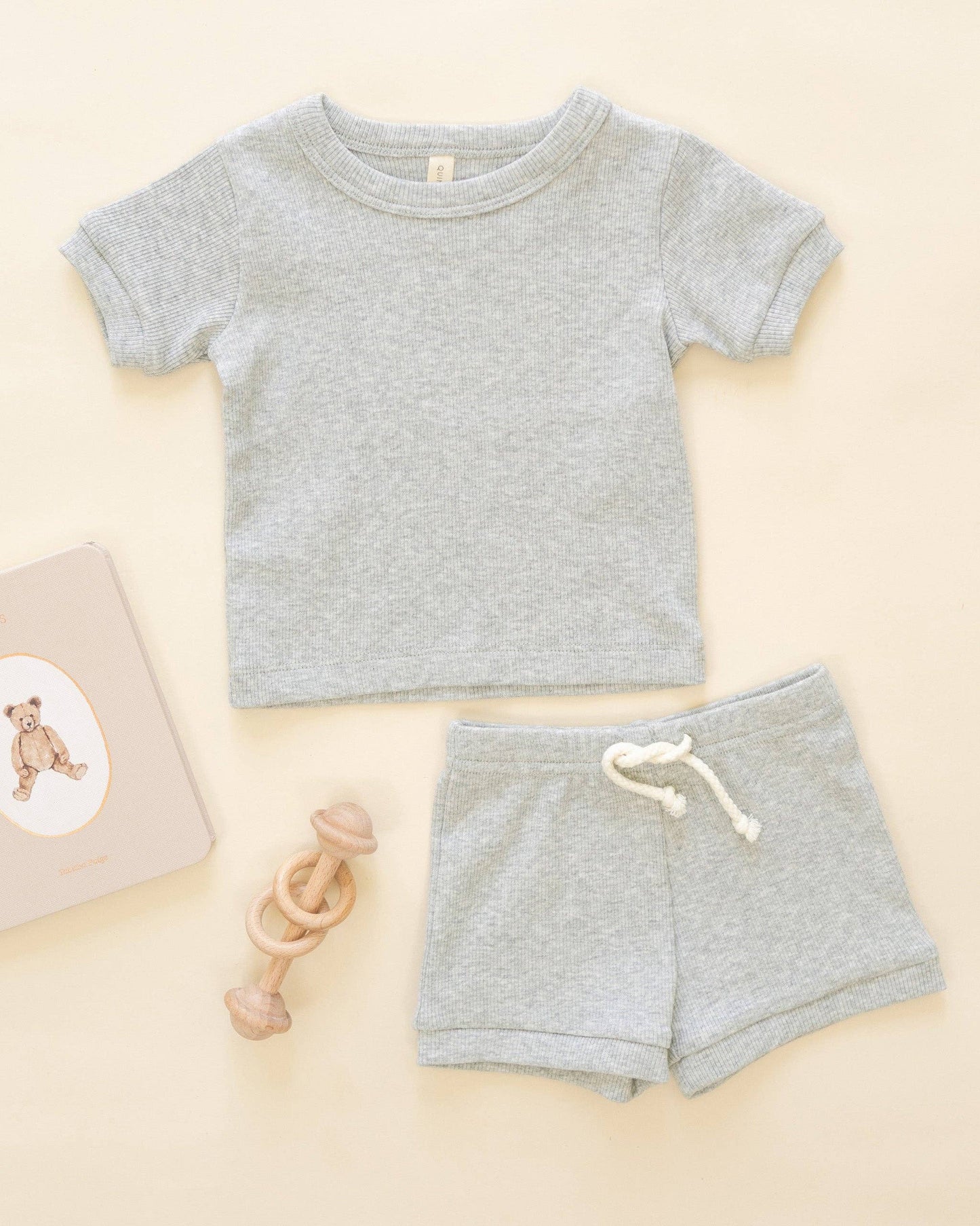 Ribbed Shortie Set Dusty Blue