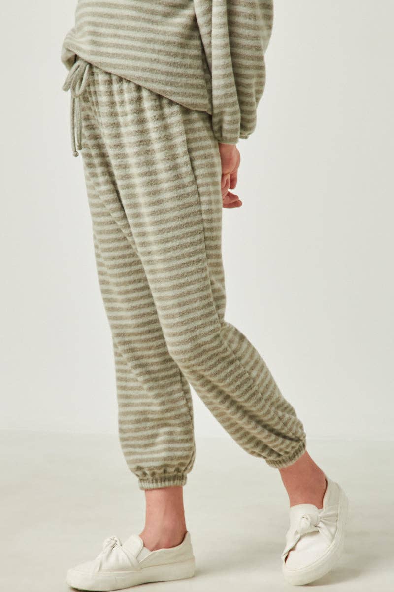 Girls Brushed Striped Jogger & Sweatshirt Set