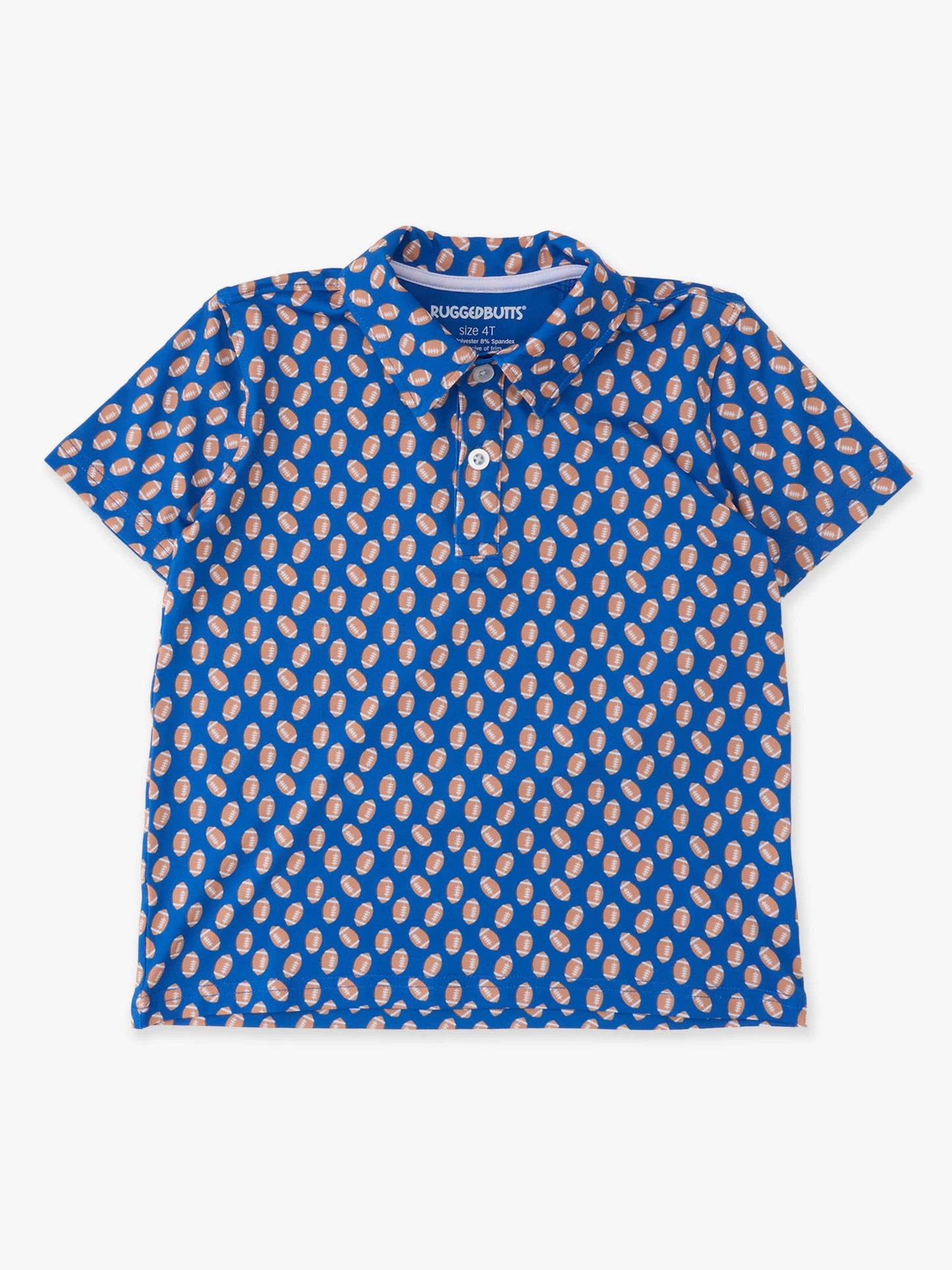 Boys Varsity Blue Football Frenzy Knit Short Sleeve Performance Polo