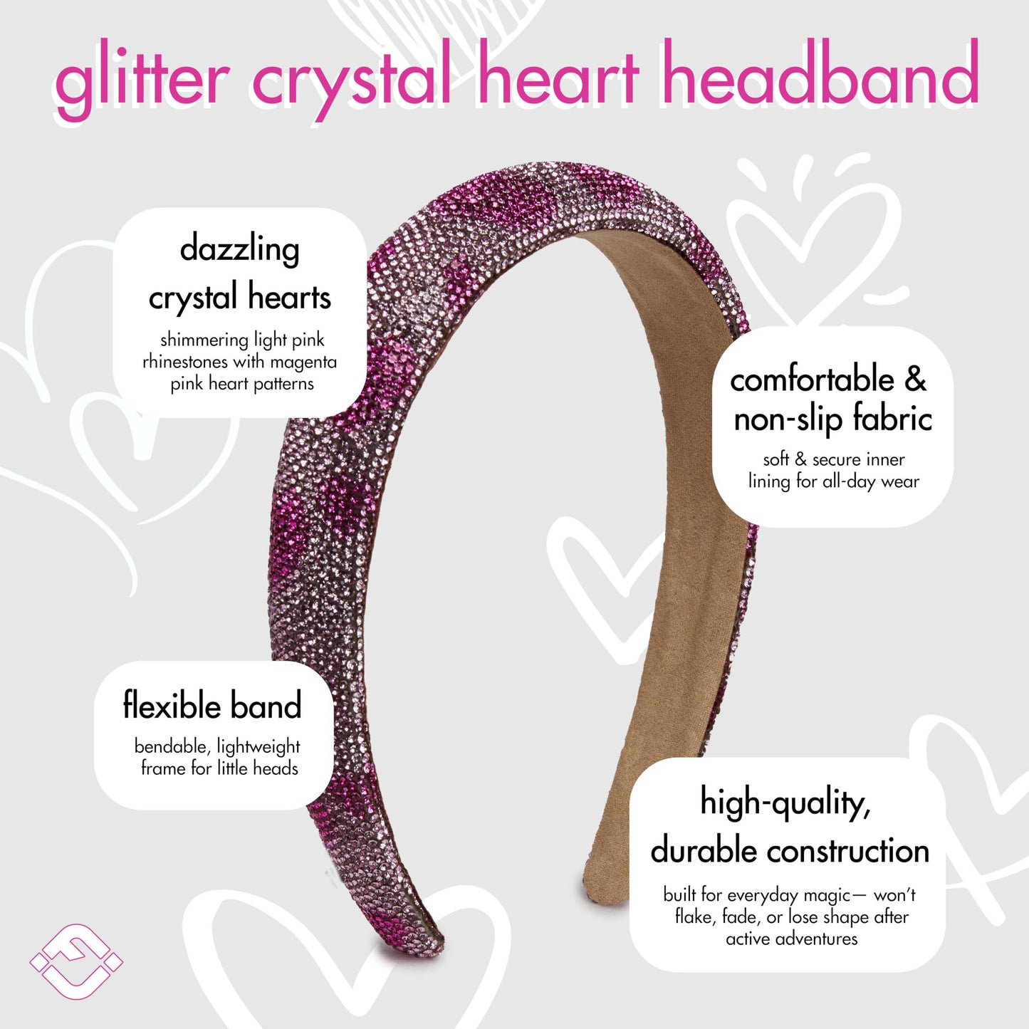 Headband for Toddler Girls - Pink/Pink Hearts