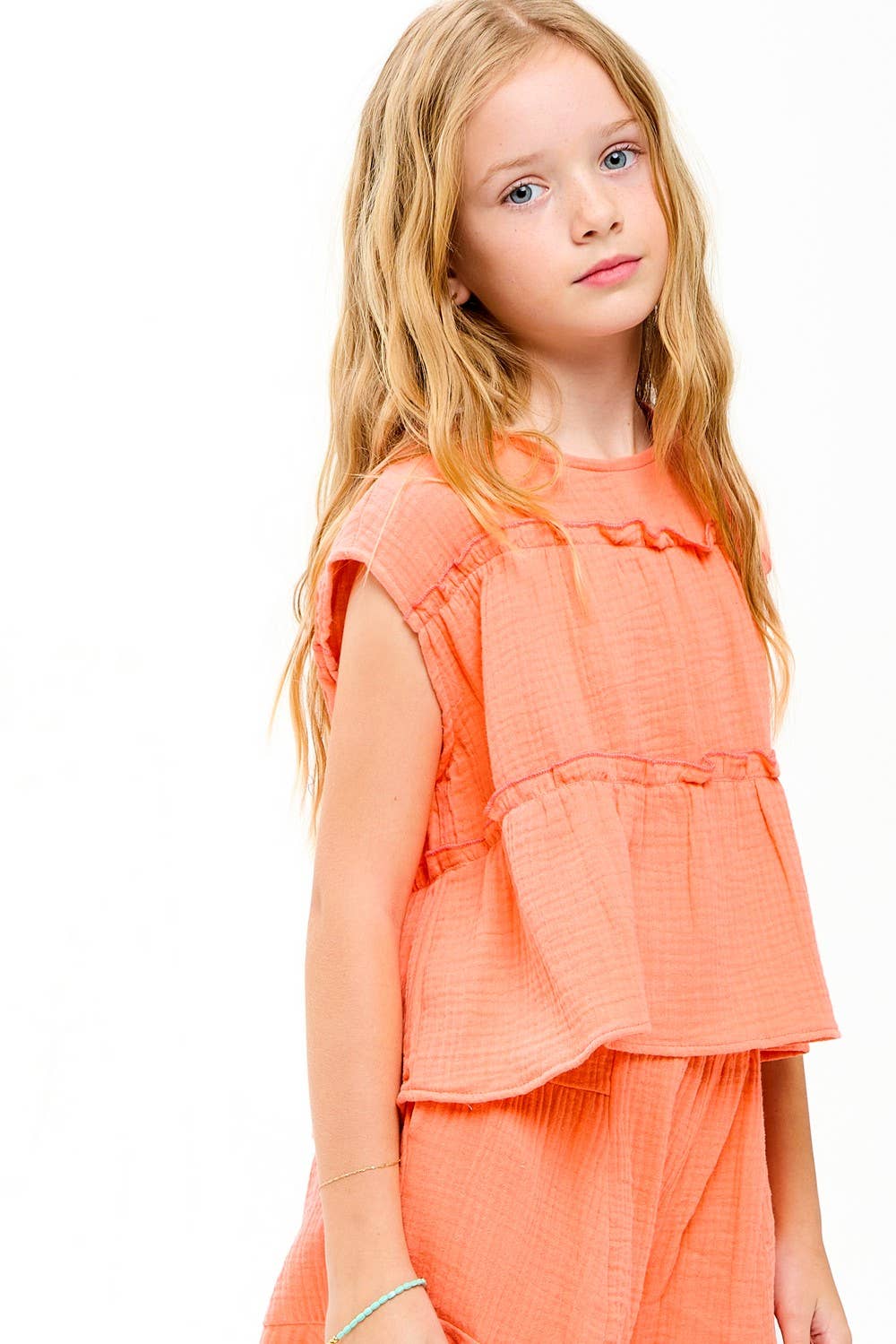 Cotton Gauze Tiered Ruffle Top