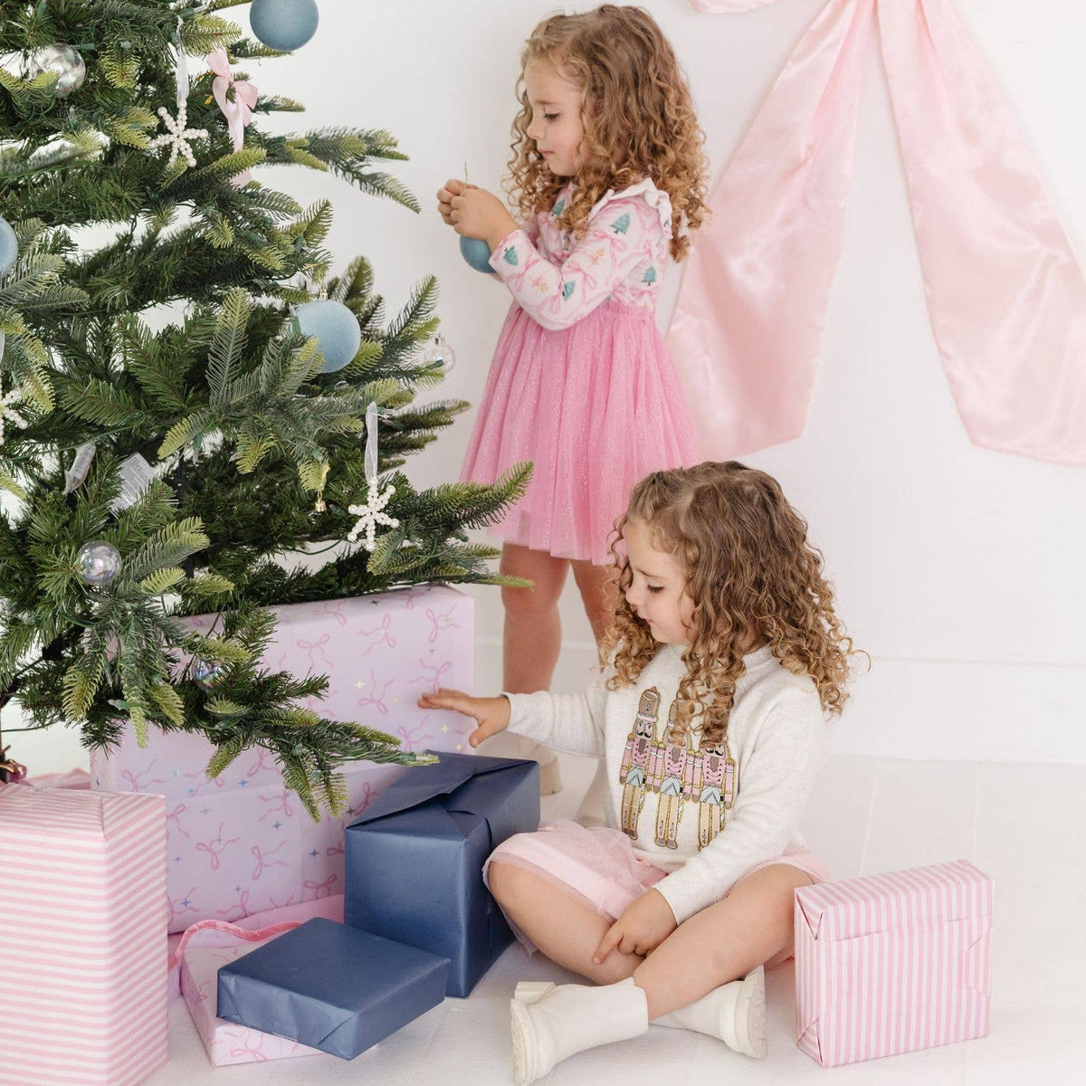 Nutcracker Trellis Christmas Long Sleeve Tutu Dress - Kids