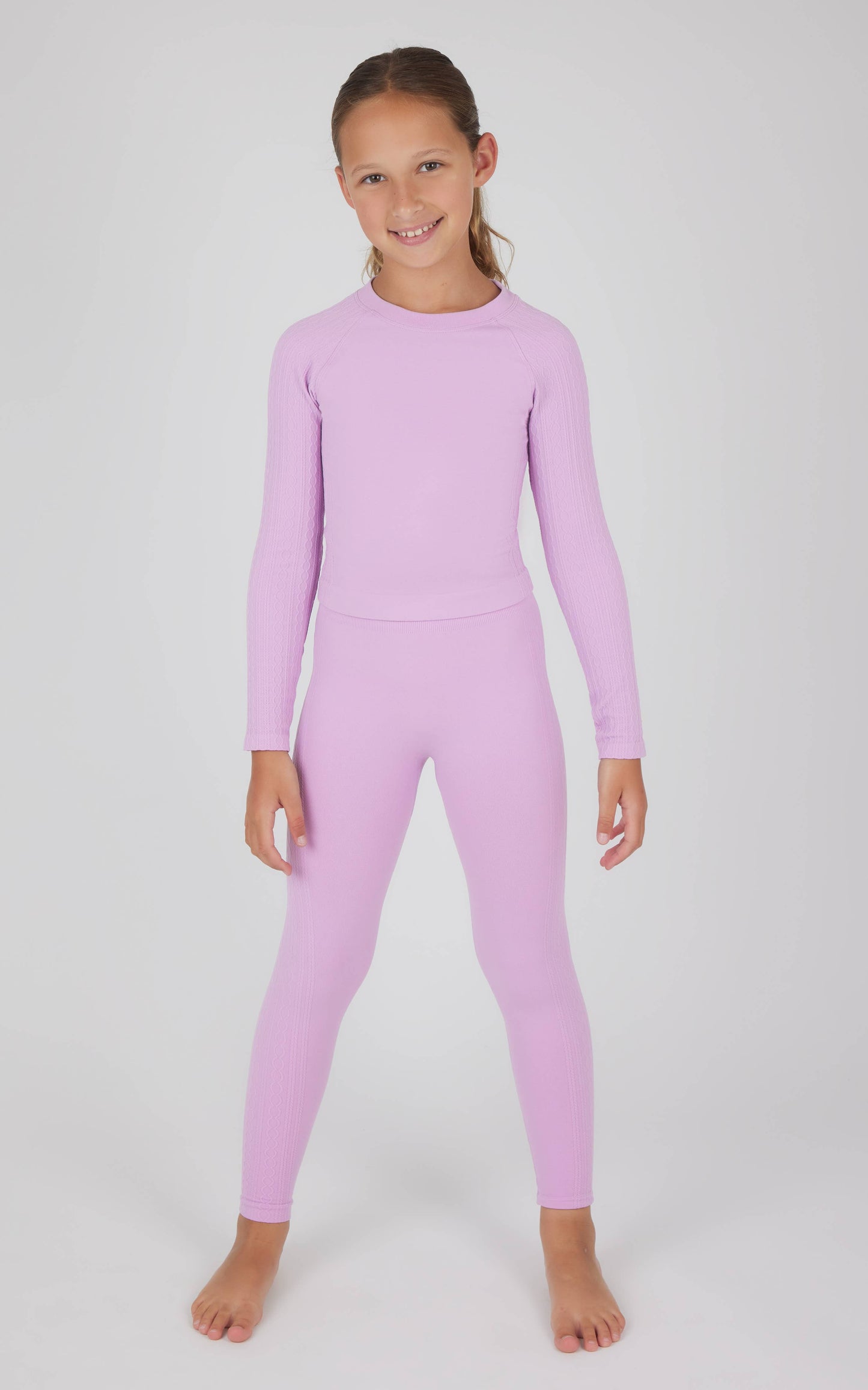 Girls Seamless Cable Textured Top & Leggings