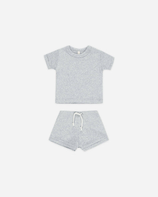 Ribbed Shortie Set Dusty Blue