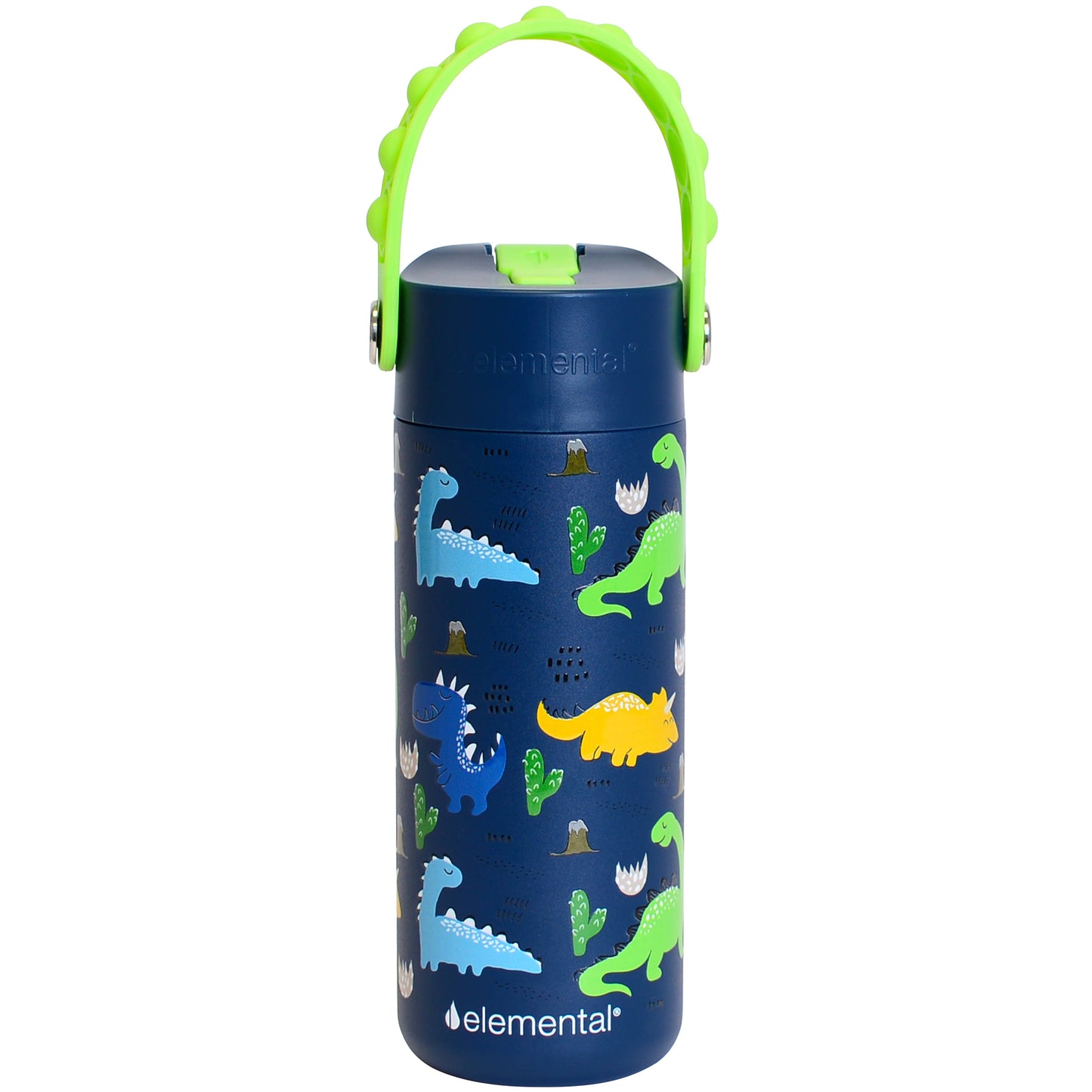 Fidget Handle Kids Stainless Bottle 18oz Dinosaur