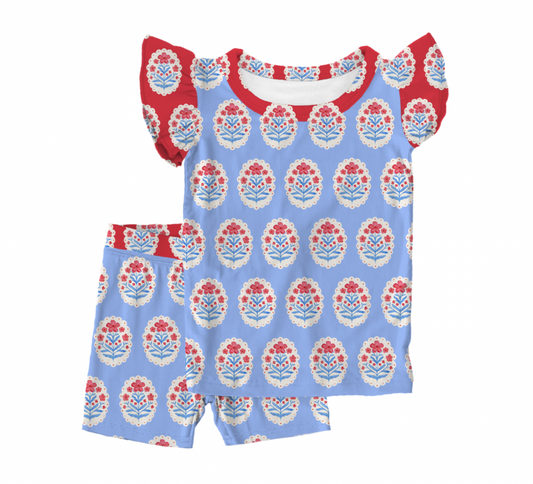 Red White & Bloom 2Pc Shorts Bamboo Pajamas