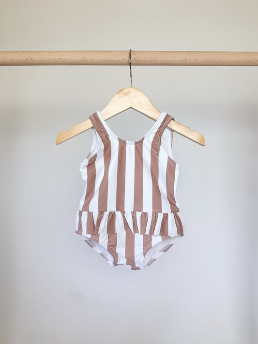 Sienna Stripe Ruffle Skirted One Piece Swimsuit