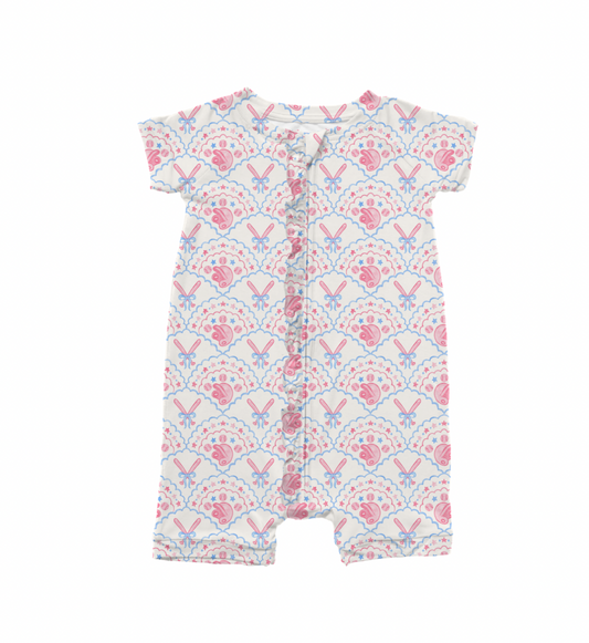 Home Run Honey Baseball Zippy Shorts Bamboo Pajamas