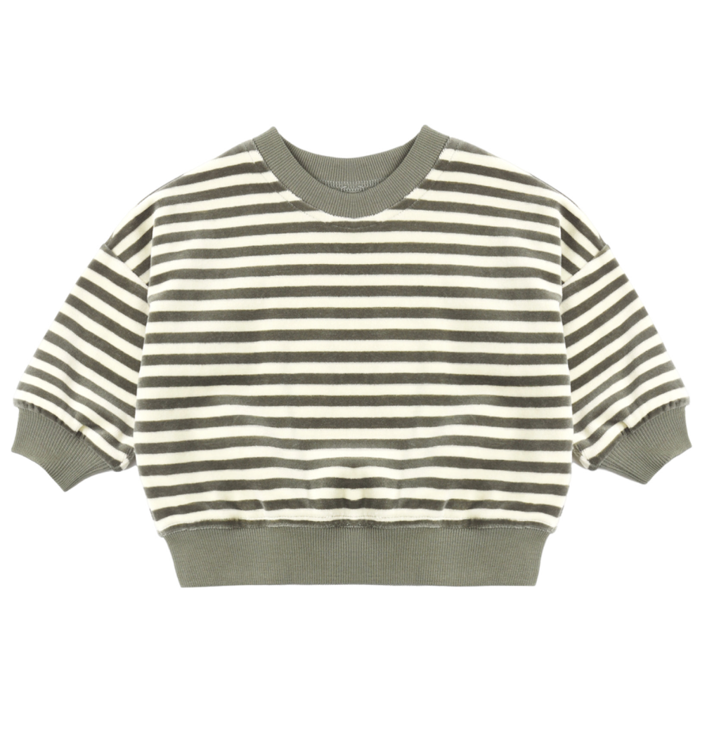 Velour Relaxed Sweatshirt Spruce Stripe