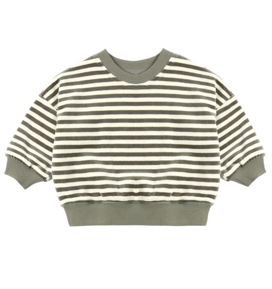 Velour Relaxed Sweatshirt Spruce Stripe