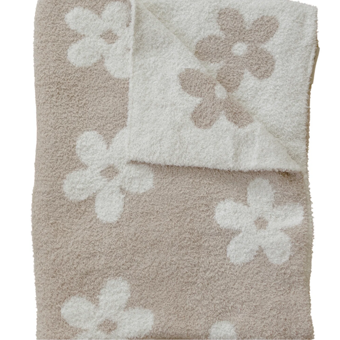 Taupe Daisy Plush Blanket