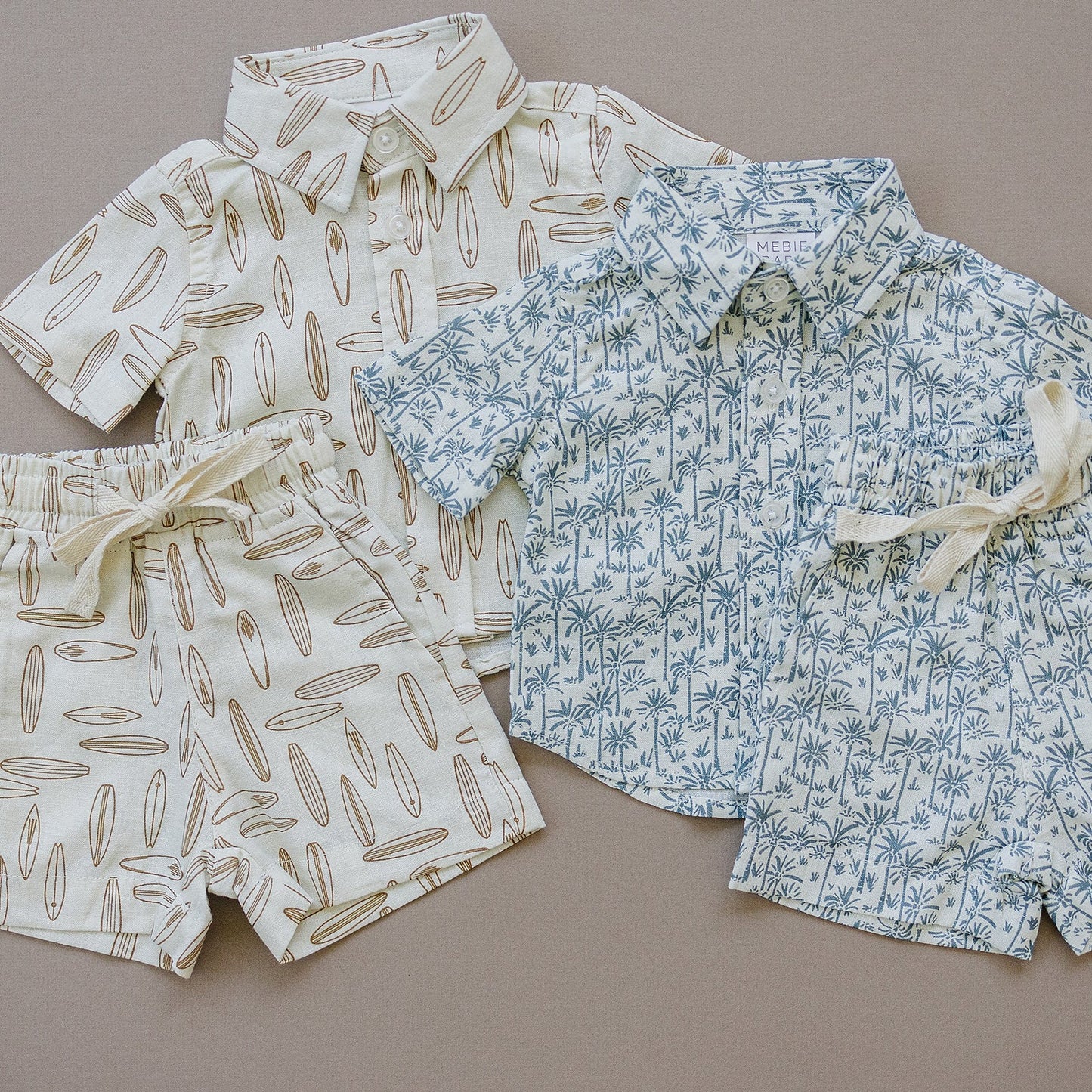 Palm Tree Linen Button Up Shorts