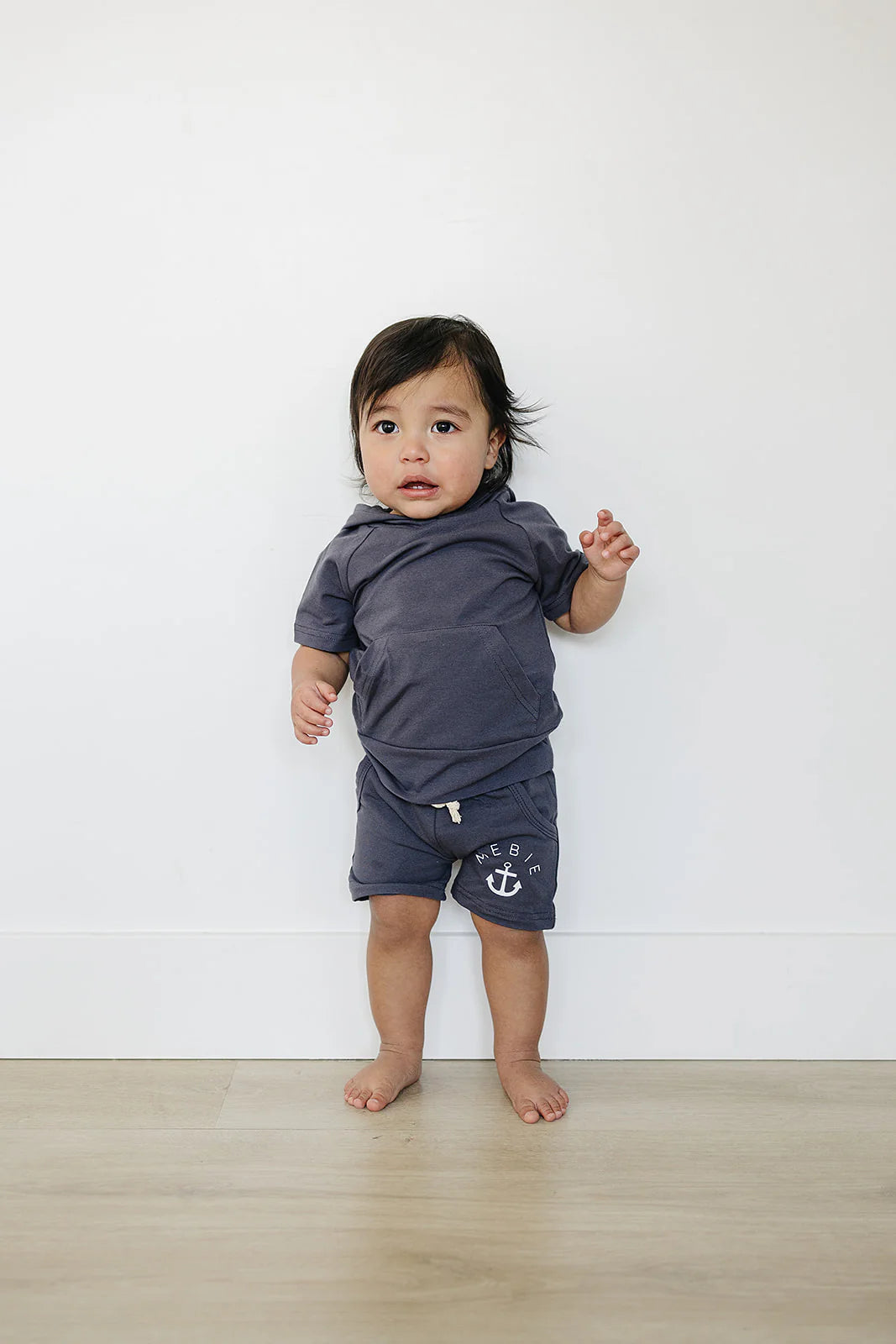 Slate Hooded Tee + Anchor Shorts Set