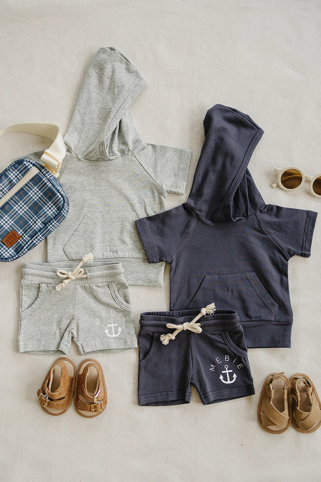 Slate Hooded Tee + Anchor Shorts Set